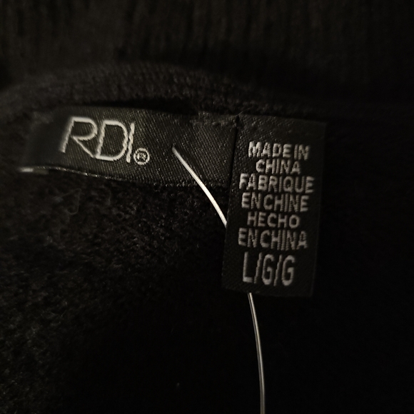 RDI Deep Plunge V-Neck Black Sweater L Large - Picture 2 of 2